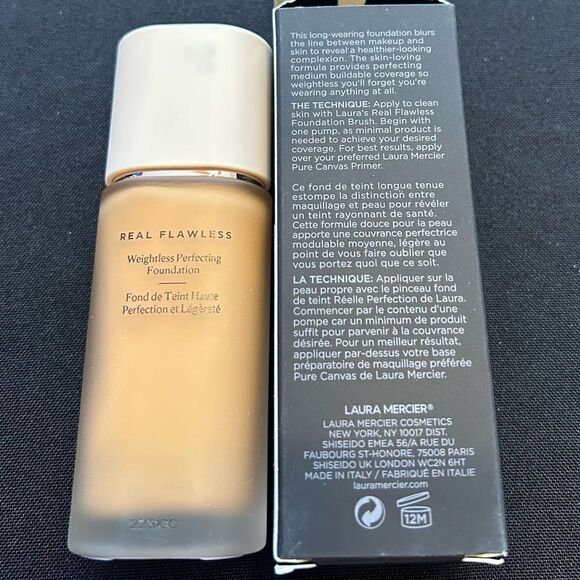 🆕Laura Mercier 4W1 Suntan Real Flawless Weightless Perfecting Foundation New - Picture 4 of 16